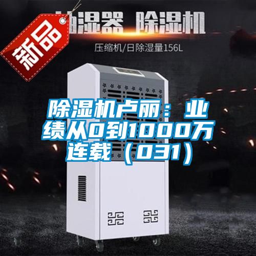 除濕機盧麗：業績從0到1000萬連載（031）